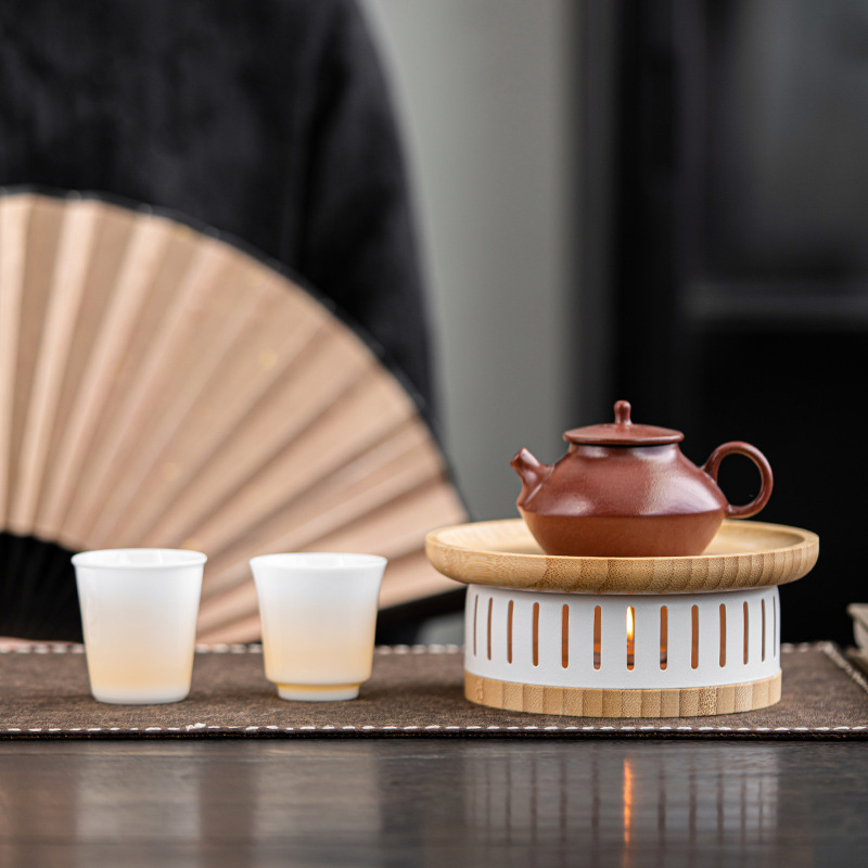 中国式囲炉煮茶温茶炉竹木ろうそく加熱保温ベース家庭用果物花茶暖茶器火|undefined