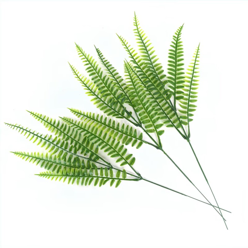 Cross-Border 5-Leaf Straight-Tailed Persian Fern Artificial Green Plant Decoration for Wall Decoration