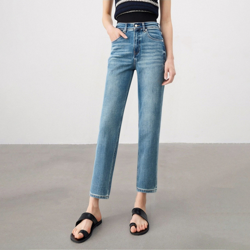 Four-Way Stretch Straight-Leg Jeans for Women, 2026 Spring New Style, Petite Cigarette Pants, Cropped Baguette Pants Four-Way Stretch Straight-Leg Jeans for Women, 2026 Spring New Style, Petite Cigarette Pants, Cropped Baguette Pants