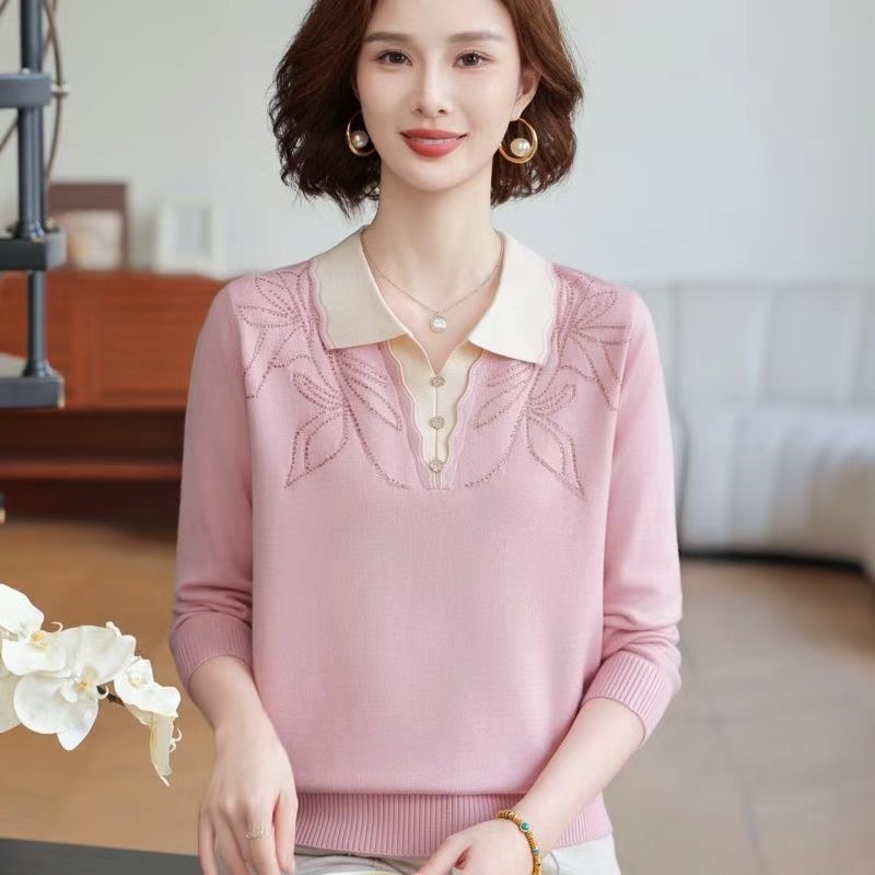 秋冬季加厚妈妈装毛衣中年女士针织上衣洋气女式套头小衫婆婆衣服|undefined