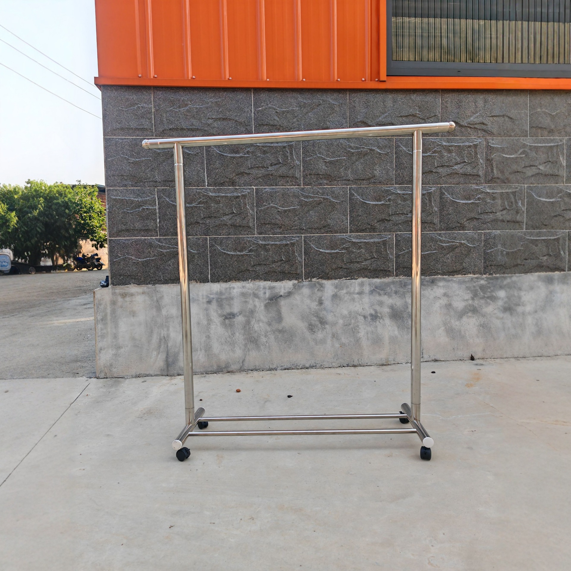 Stainless Steel Floor-Standing Clothes Drying Rack Removable Telescopic Single-Pole Household Balcony Indoor Clothes Hanger Folding Clothes Drying Rack