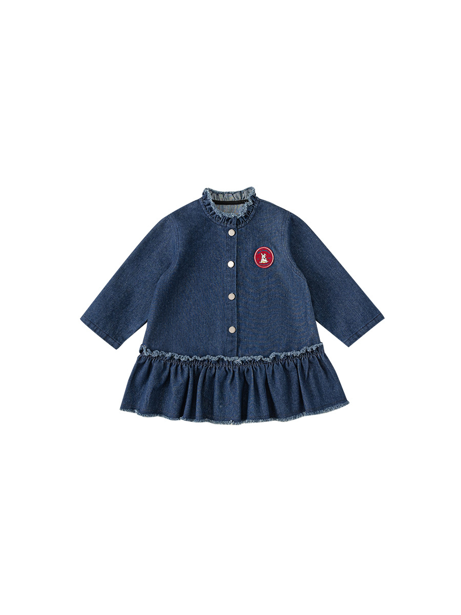 Yubao ropa infantil de niñas vaqueros primavera nuevo vestido infantil de niñas coreana falda de lótus falda de manga larga