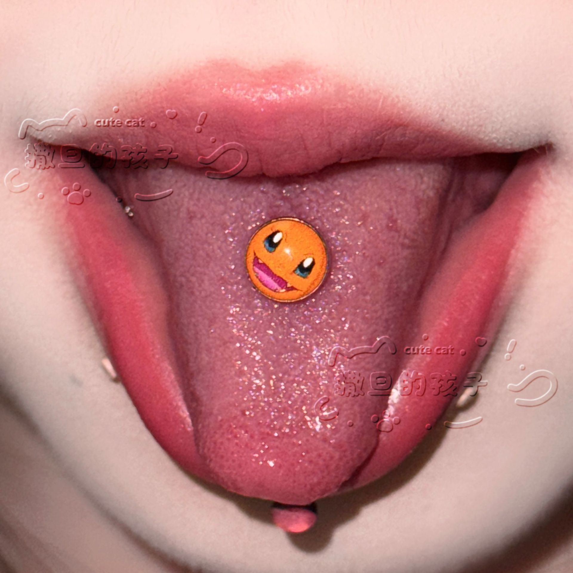 Satan's Child Pokemon Charmander Tongue Nail Drinkable Cute Piercing Jewelry New 2025 Summer 316L Surgical Steel detail image 1