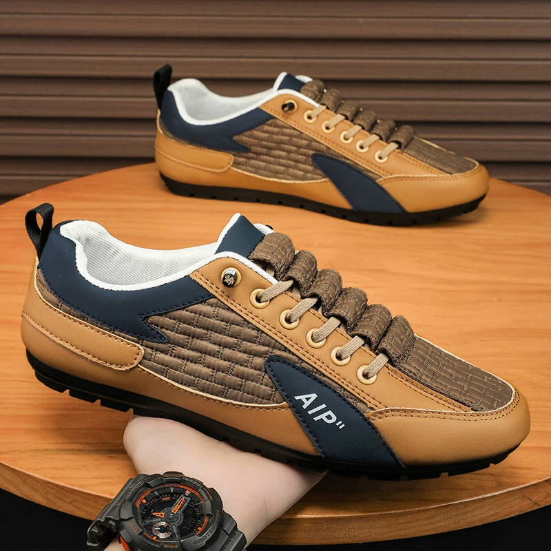 Кожаная обувь, Мужская мягкая кожа, с мягким дном, Нескользящие амортизирующие спортивные легкие дышащие кроссовки, универсальная весенне-осенне-зимняя мужская обувь