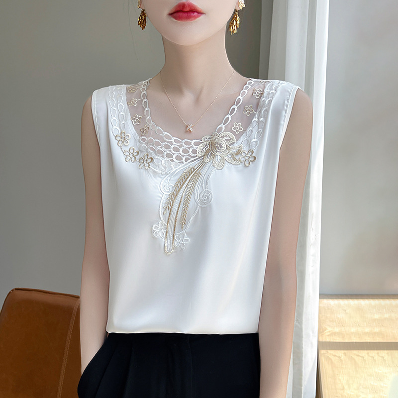 Cross-Border Plus-Size Camisole Women's Base Shirt Suit Professional Inner Lace Versatile Outerwear Silk Top 2025