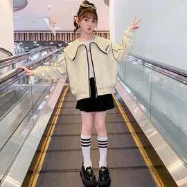 女童秋装外套2025新款儿童秋季洋气时髦韩系潮款外搭网红夹克上衣