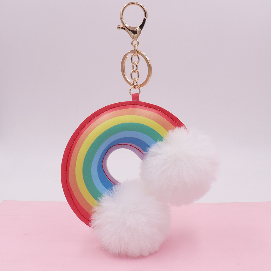 Modern Style Artistic Color Block Pu Leather Imitate Rex Rabbit Fur Alloy Women's Keychain display picture 2