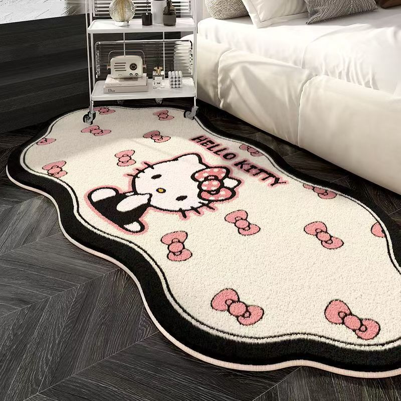 Cartoon Hello Kitty Special-Shaped Imitation Cashmere Carpet Bedroom Thickened Easy-Care Bedside Blanket Home Cooling Bay Window Mat Cartoon Hello Kitty Special-Shaped Imitation Cashmere Carpet Bedroom Thickened Easy-Care Bedside Blanket Home Cooling Bay Window Mat