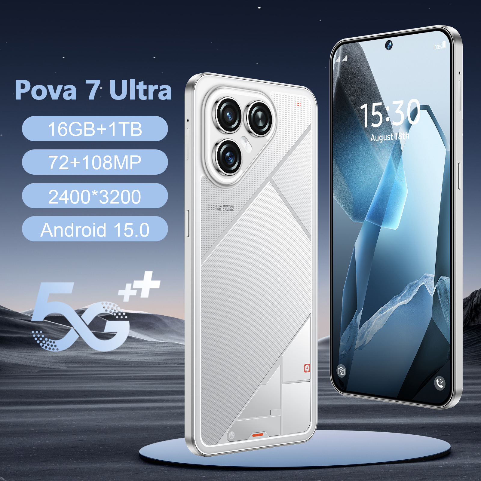 Cross-Border Mobile Phone Pova 7 Pro 6.8inch Incell Large Screen 3+16g All-In-One Foreign Trade Dropshipping Android Phone