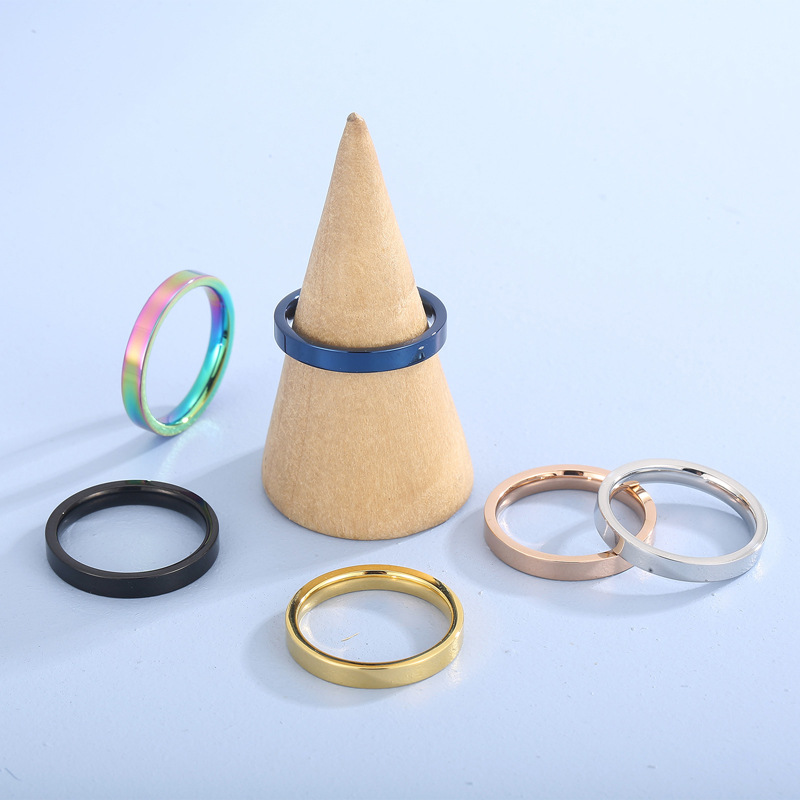 Stone-Free Inlay Material Rings Classification 1 Piece Quantity PVD Coated 18K Gold Plated Round Stainless Steel Fashion Waterproof Non Tarnish Rings