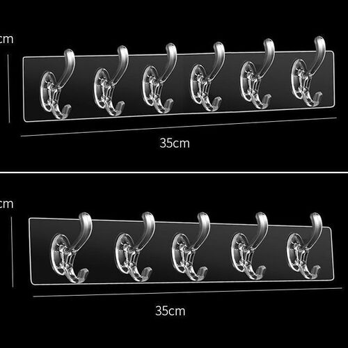 Home Daily Use Hole-Free Anchor 6-Unit Wall Hooks for Kitchen and Bathroom Strong Adhesive Invisible Hooks Three-Five Piece Wardrobe Hooks