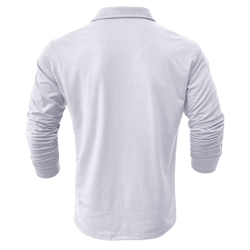 Men's Polo Shirt Long Sleeve Solid Colour Autumn Winter Style_voghion.com