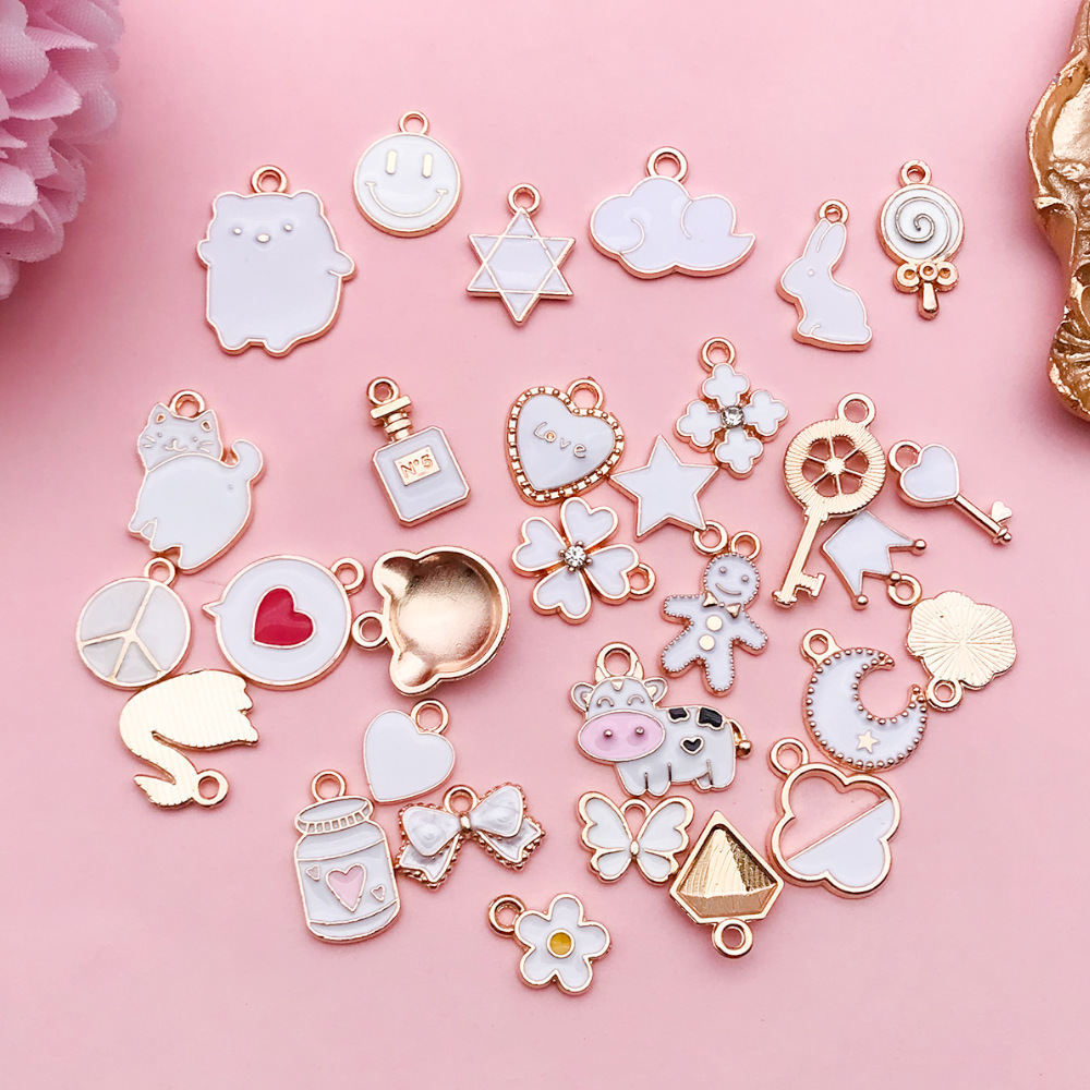 Colgante de vaca corona y nubes, accesorios DIY para llaveros y joyería