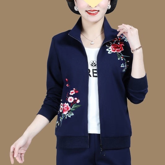 上衣外套新款中年2025洋气春秋运动套装三件套妈妈秋装中老年女装|undefined