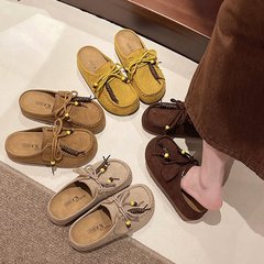 内增高勃肯包头半拖鞋女外穿2025秋季新款一脚蹬袋鼠鞋厚底博肯鞋