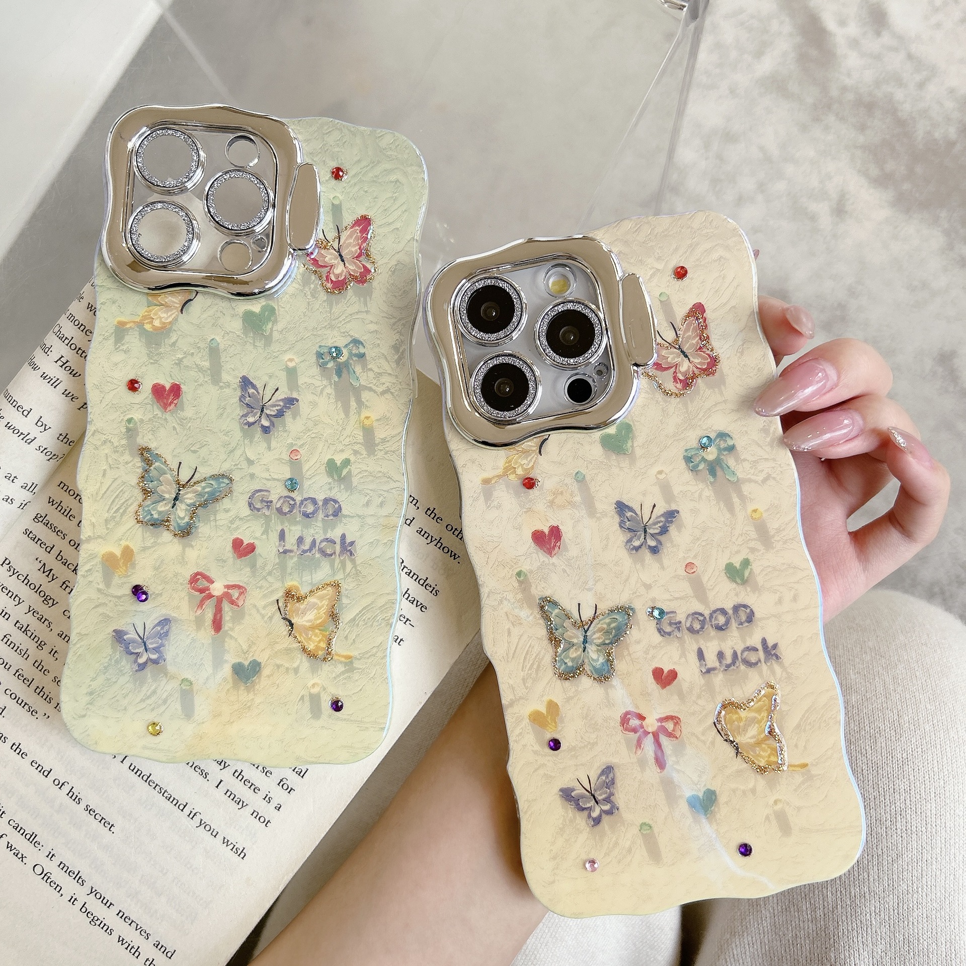 Nueva mariposa de pintura al óleo de fantasía para Apple 15Pro/16Pro funda para teléfono móvil 14/13 nueva 16ProMax mujer