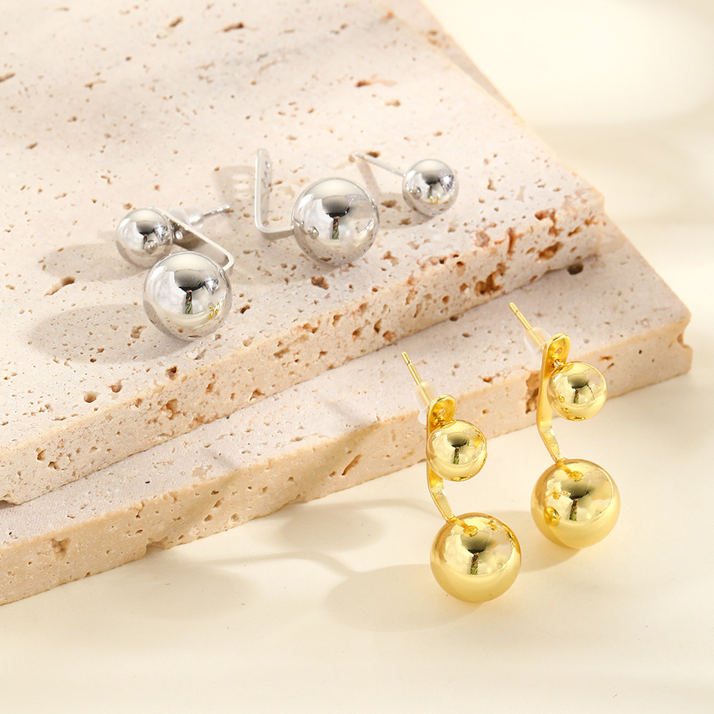 Copper Ear Needle Material 1 Pair Simple Style Round Copper 18K Gold Plated Ear Studs