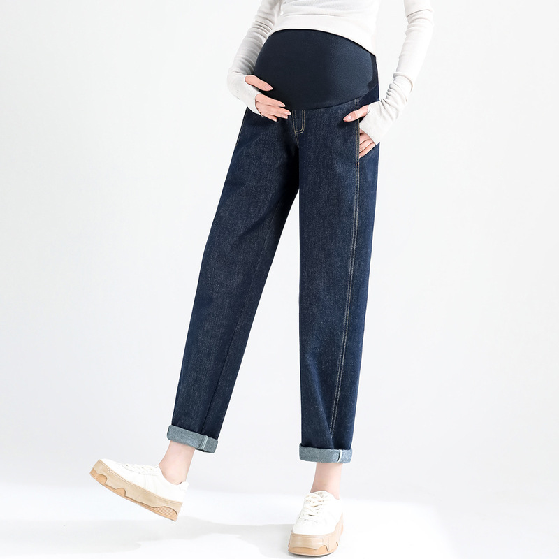 Pregnant Women's Jeans 2024 Spring and Autumn New Outer Wear plus size Nine-point Abdominal Loose Small Torre Pants Autumn