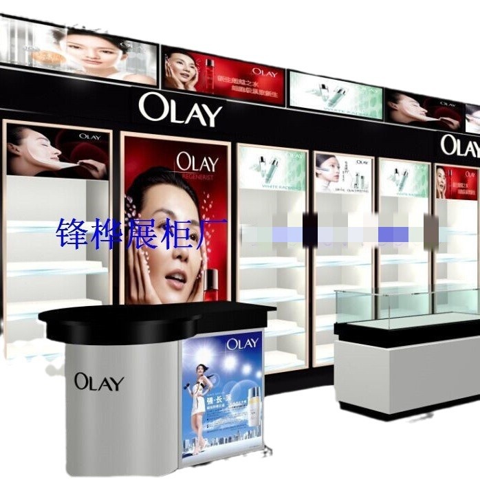 锋桦厂定zuo化妆品专卖店展示柜超市展示柜化妆品形象专柜展柜