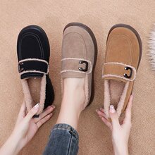 老北京布鞋女棉鞋2025春夏新款加绒加厚保暖平底豆豆鞋防滑妈妈鞋