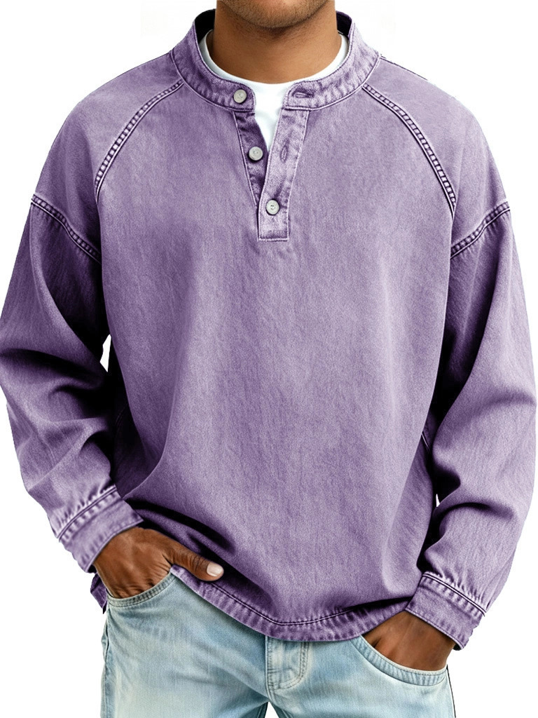 fashionable solid color retro shirt for leisure