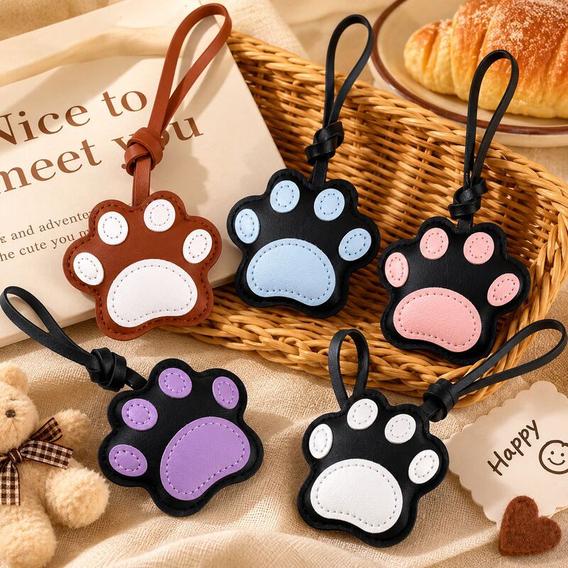 Pu Leather Cat Paw Lanyard Creative Bag Pendant Accessory High-End Car Keychain Small Ornament Ins Style Pu Leather Cat Paw Lanyard Creative Bag Pendant Accessory High-End Car Keychain Small Ornament Ins Style