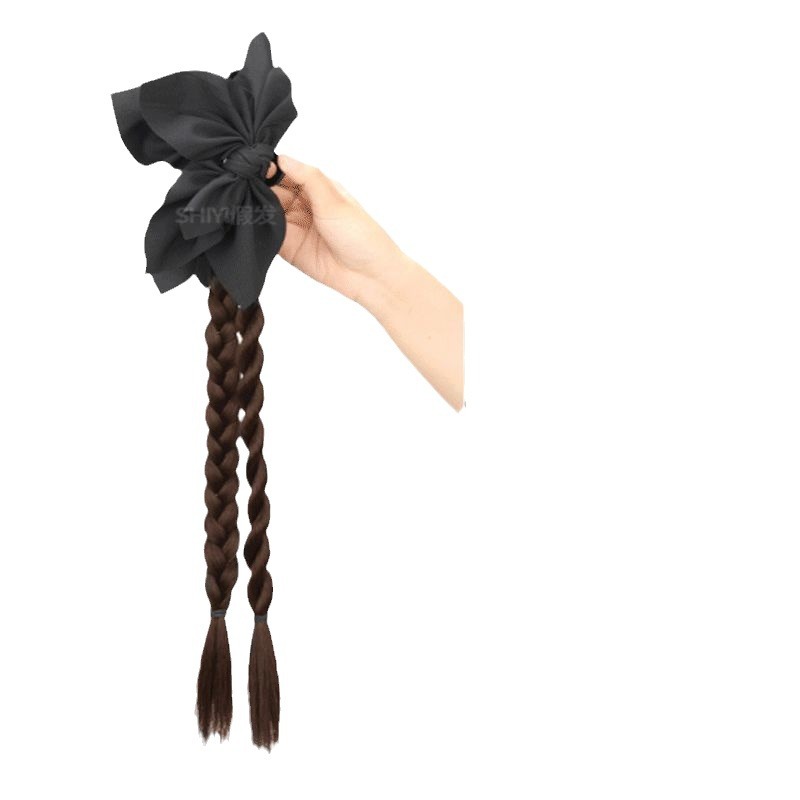Peruca de mujer agarrando clip trenza de cola de caballo arco negro Twisted Twisted Trenza simulación de cabello chino semi-peruca trenza