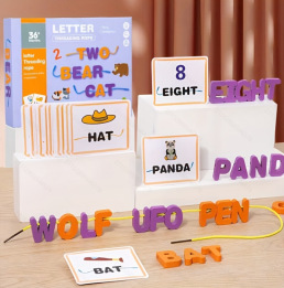 Números y letras con cuentas Bloques de construcción para niños con cuerdas Educación temprana para niños pequeños con cuentas de entrenamiento de movimiento fino Juguetes educativos