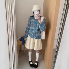 复古提花毛衣外套女2025新款韩系早秋穿搭慵懒针织开衫上衣