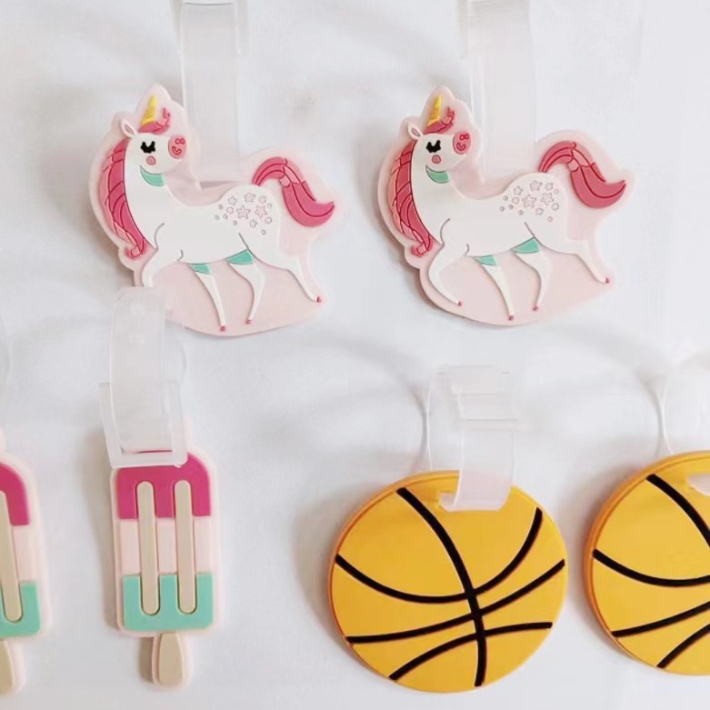 PVC Soft Rubber Luggage Tag Creative Cartoon Aircraft Luggage Tag Anti-lost Card Set Travel Backpack Tag Tag