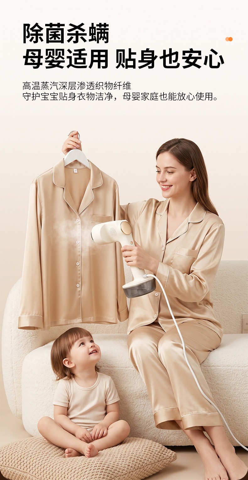 Handheld garment steamer, high steam output, dry and wet use
