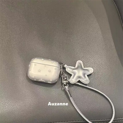 Semi-transparent frosted silver star-shaped earphone case for AirPods Pro 2nd, 3rd, 4th, and 5th generations; earphone protective case