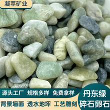 厂家批发丹东绿石子鱼缸铺底造景石铺面微景观装饰绿玉石子卵石