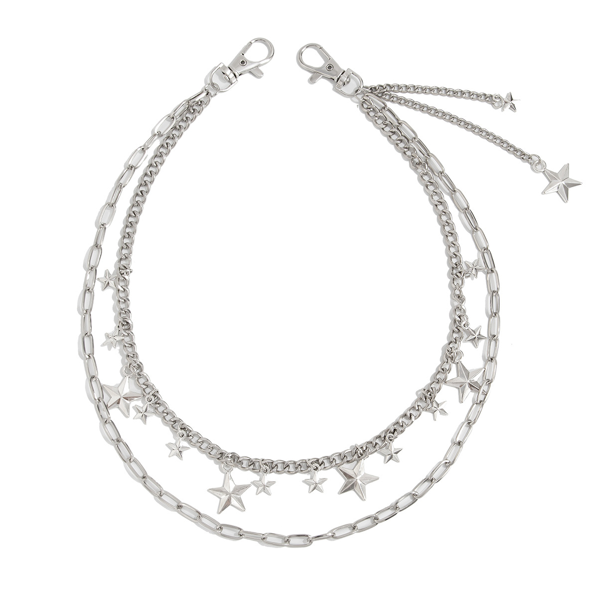 Five-pointed Star Pendant Chain For Men, High-end Metal Belt Chain_voghion.com