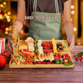 跨境木质餐具创意手提厨房刀具整理木盒收纳篮家用碗筷收纳盒