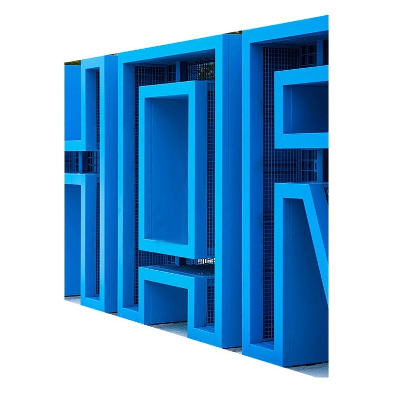 Большой Открытый из нержавеющей стали шрифт скульптура дух крепость торговый центр вывеска пейзаж стекловолокна скульптура