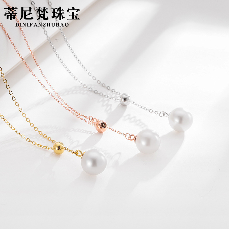 Estilo coreano de moda de estilo frío collar de abalorios S925 plata esterlina en forma de Y ajustable clavícula cadena collar de perlas para las mujeres