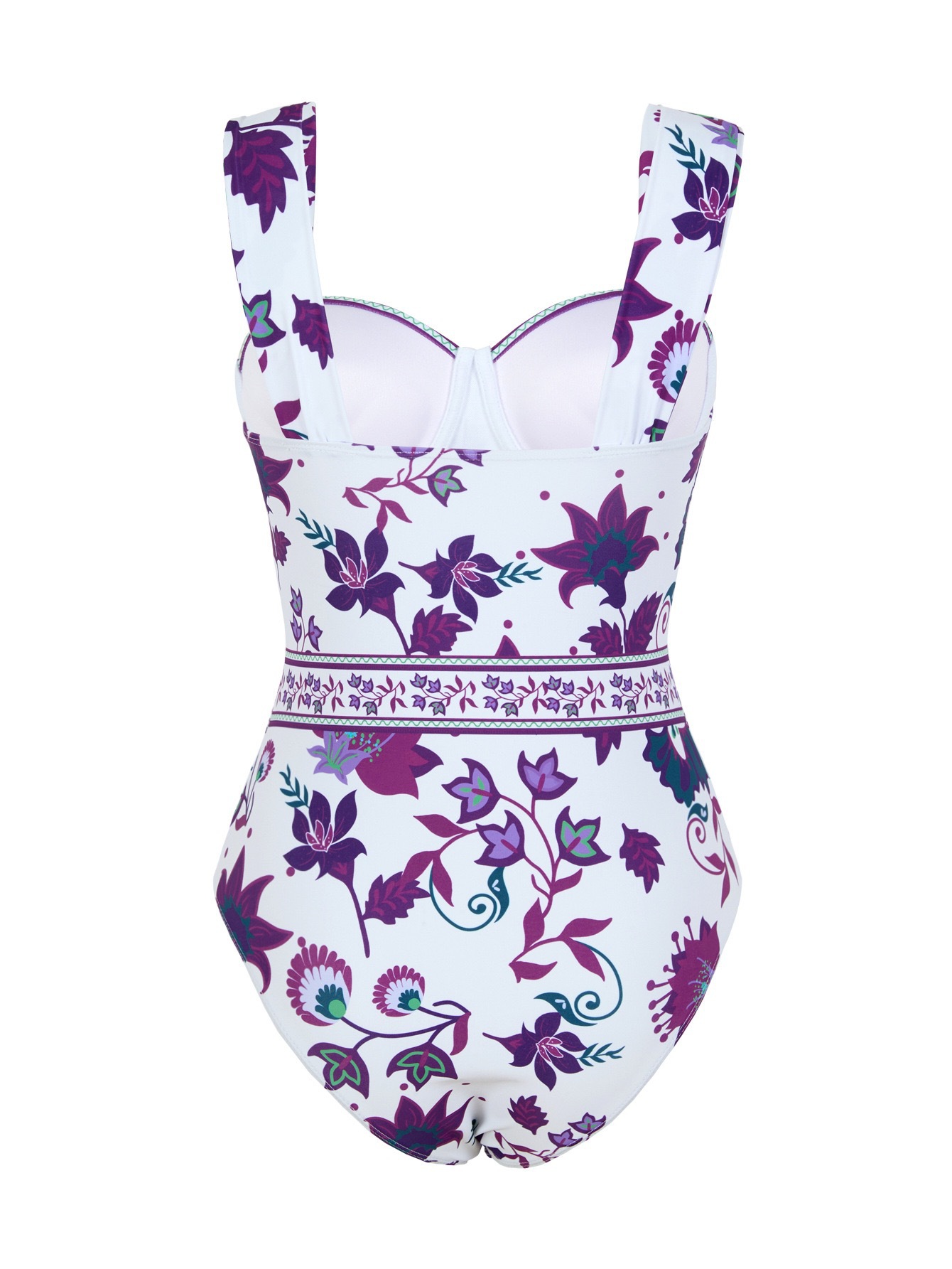 Push-up Underwire One-piece Swimsuit Tummy Control Digital Print_voghion.com
