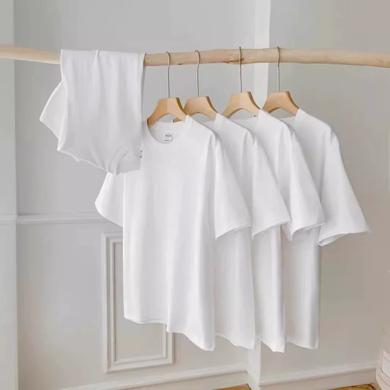 Летняя хлопковая водоубийственная? нет. Нужно: Summer cotton solid white body-friendly short sleeve T-shirt for leisure, 230 gram, oversize