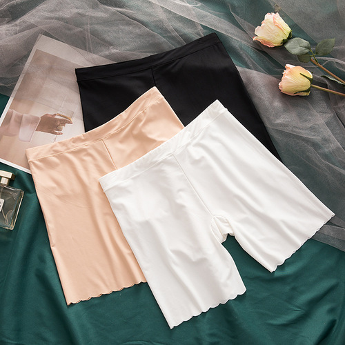 Women's Mid-High Waist Safety Pants Breathable Ice Silk Comfortable High Elastic Plus Size Seamless Summer Anti-Transparency Leggings