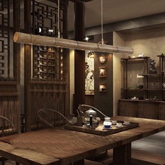 中国式竹編みシャンデリア禅意茶室新中国式創意レストラン民宿鍋服装店舗用竹芸茶室