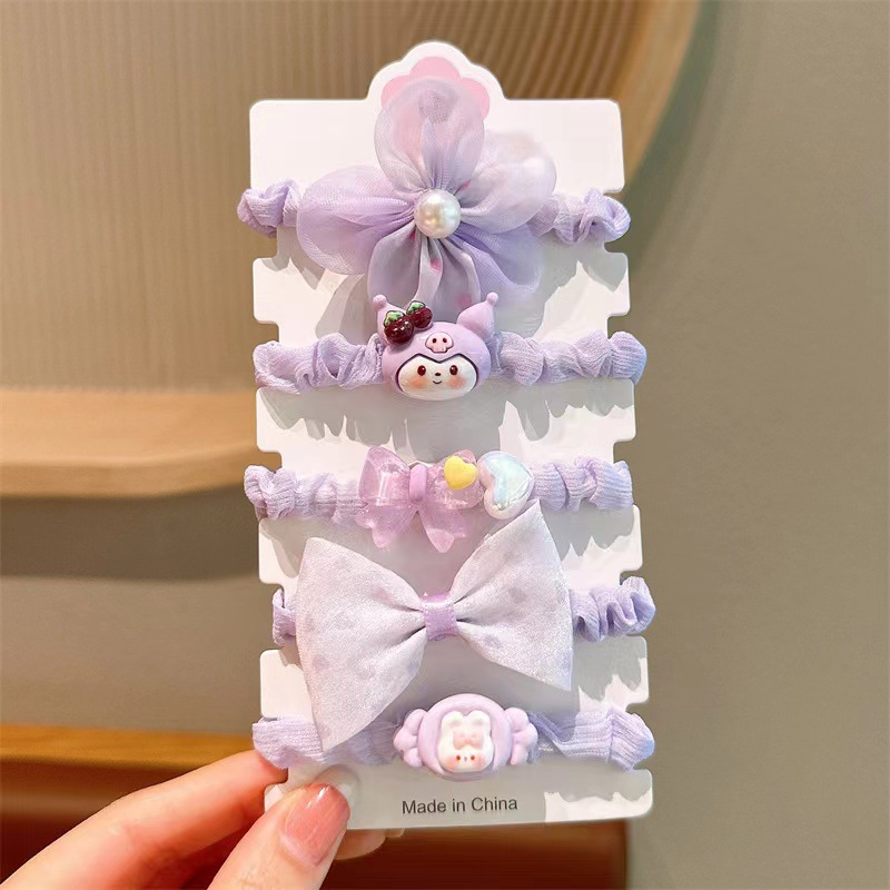 KULOMI niños estudiantes de banda de goma Sanliogou conjunto de anillo de cabello para niñas pequeñas no lastimar el cabello buena banda de goma para niñas