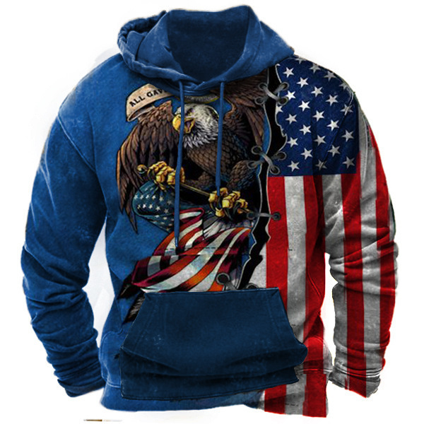 Spring and Autumn Popular European and American Cross-Border Sweatshirts for Men Street Fashion Viking Mythology Digital Printing Hoodies