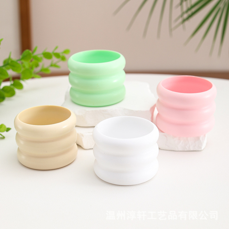塑料小花盆毛线钩织加厚扭扭棒盆栽迷你手工小花瓶车载摆件工厂批|undefined
