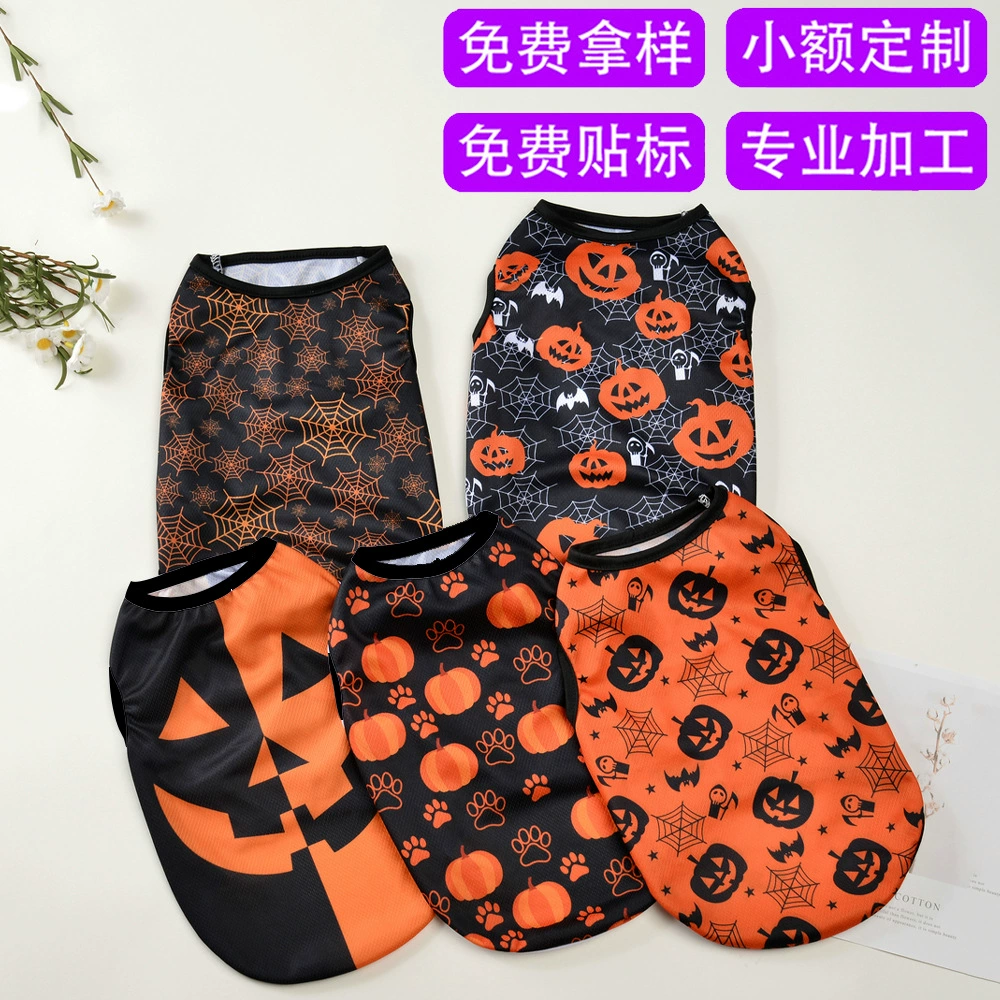 Домашние животные одежда Хэллоуин тыква собака жилет Тедди Корки собака одежда маленькая собака одежда кошка одежда лето
