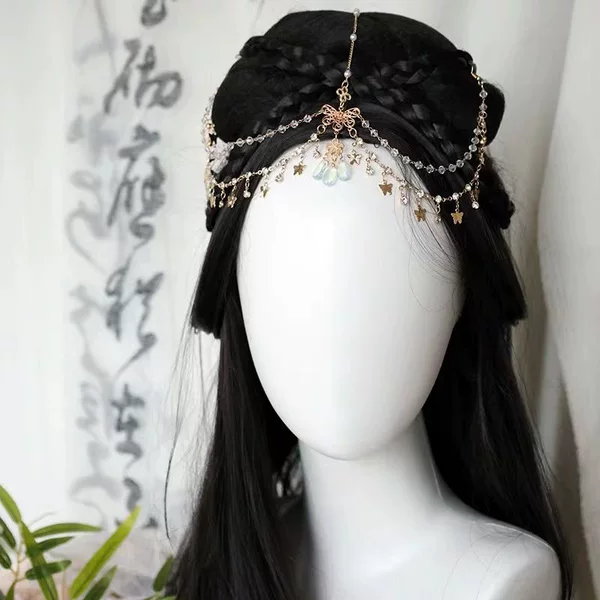 Ancient Style Exotic Headdress, Han Dynasty Tassel Hair Ornaments, Forehead Ornaments, Eyebrow Pendants, Exquisite Super Fairy Butterfly Forehead Pendants