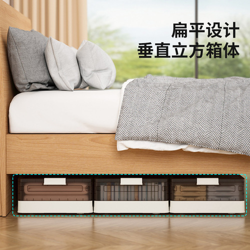 Amazon Home Folding Under Bed Storage Box Clothes Organizing Box Plastic Wheeled Dustproof Under Bed Storage Box