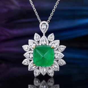Fashion Simple All Match Zambia Natural Emerald Pendant 3.82 karat 18K Gold Emerald Sugar Pendant