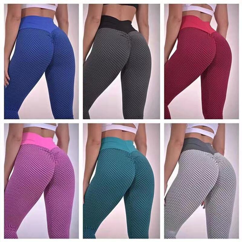 European Size Cross-Border Exclusive Honeycomb Jacquard Yoga Pants for Women, High-Waisted Sports Leggings, Hip-Lifting Fitness Tight Pants for Women