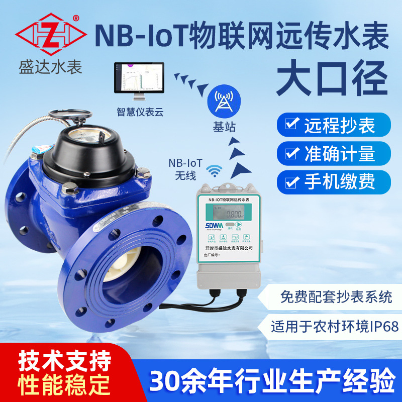 厂供NB-lot大口径智能无线远传锂电螺翼钢罩水表抗干扰冷热可拆表